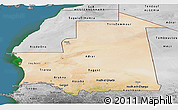 Satellite Panoramic Map of Mauritania, desaturated, land only