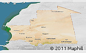 Satellite Panoramic Map of Mauritania, lighten, desaturated, land only