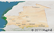 Satellite Panoramic Map of Mauritania, lighten, semi-desaturated, land only