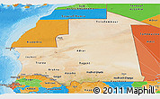 Satellite Panoramic Map of Mauritania, political outside