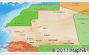 Satellite Panoramic Map of Mauritania, political shades outside