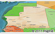 Satellite Panoramic Map of Mauritania, political shades outside, satellite sea