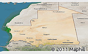 Satellite Panoramic Map of Mauritania, semi-desaturated, land only