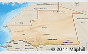 Satellite Panoramic Map of Mauritania, shaded relief outside