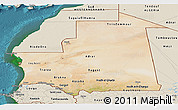 Satellite Panoramic Map of Mauritania, shaded relief outside, satellite sea