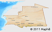 Satellite Panoramic Map of Mauritania, single color outside, bathymetry sea