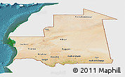 Satellite Panoramic Map of Mauritania, single color outside