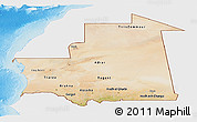 Satellite Panoramic Map of Mauritania, single color outside, shaded relief sea
