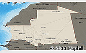 Shaded Relief Panoramic Map of Mauritania, darken, land only