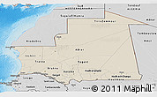 Shaded Relief Panoramic Map of Mauritania, desaturated, land only