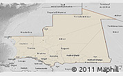 Shaded Relief Panoramic Map of Mauritania, desaturated