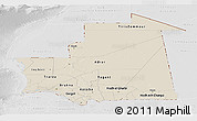 Shaded Relief Panoramic Map of Mauritania, lighten, desaturated