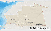 Shaded Relief Panoramic Map of Mauritania, lighten, land only
