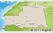 Shaded Relief Panoramic Map of Mauritania, physical outside