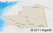 Shaded Relief Panoramic Map of Mauritania, single color outside