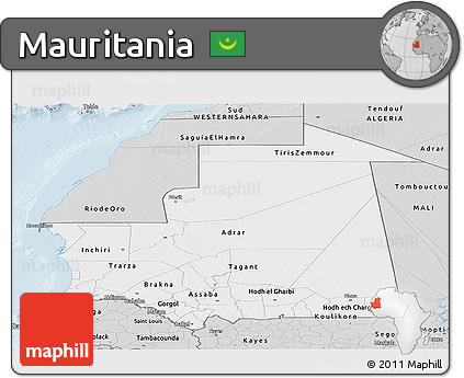 Silver Style Panoramic Map of Mauritania