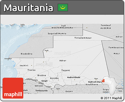 Silver Style Panoramic Map of Mauritania