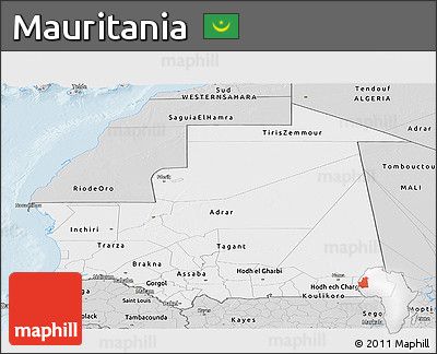 Silver Style Panoramic Map of Mauritania