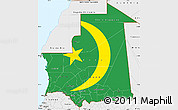 Flag Simple Map of Mauritania, single color outside, borders and labels, flag aligned to the middle