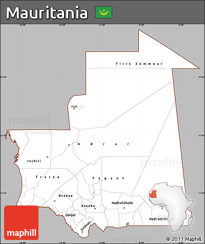 Gray Simple Map of Mauritania, cropped outside