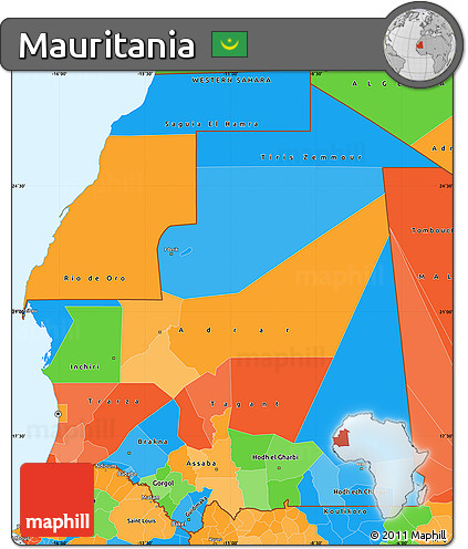 Political Simple Map of Mauritania