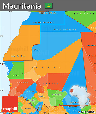 Political Simple Map of Mauritania