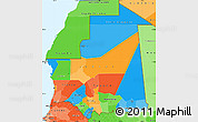 Political Simple Map of Mauritania, political shades outside