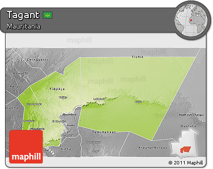 Physical 3D Map of Tagant, desaturated