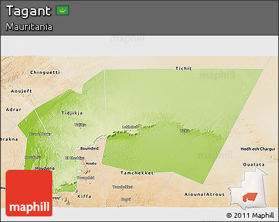 Physical 3D Map of Tagant, satellite outside