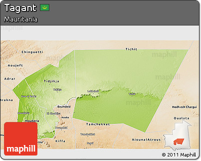 Physical 3D Map of Tagant, satellite outside