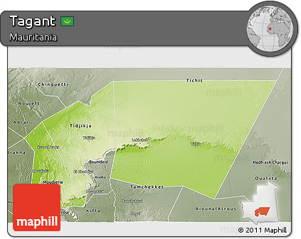 Physical 3D Map of Tagant, semi-desaturated
