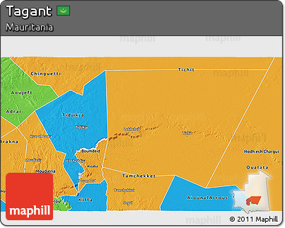 Political 3D Map of Tagant