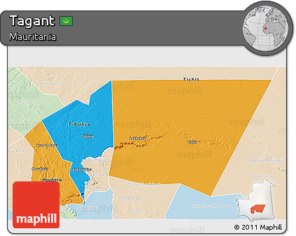 Political 3D Map of Tagant, lighten
