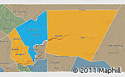 Political 3D Map of Tagant, semi-desaturated