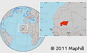 Gray Location Map of Tagant, within the entire country