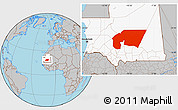 Gray Location Map of Tagant, highlighted country