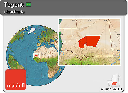 Satellite Location Map of Tagant