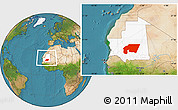 Satellite Location Map of Tagant, highlighted country, within the entire country