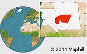 Satellite Location Map of Tagant, highlighted country