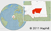 Savanna Style Location Map of Tagant, highlighted country, hill shading
