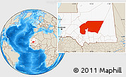 Shaded Relief Location Map of Tagant, highlighted country