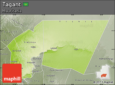 Physical Map of Tagant, semi-desaturated