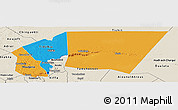 Political Panoramic Map of Tagant, shaded relief outside