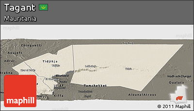 Shaded Relief Panoramic Map of Tagant, darken