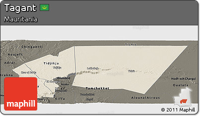 Shaded Relief Panoramic Map of Tagant, darken