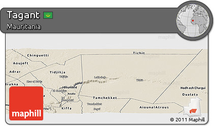 Shaded Relief Panoramic Map of Tagant
