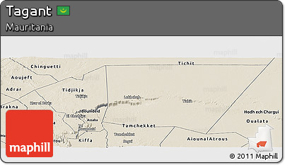 Shaded Relief Panoramic Map of Tagant