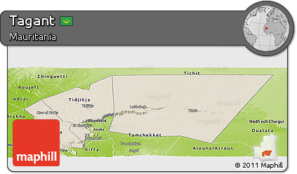 Shaded Relief Panoramic Map of Tagant, physical outside