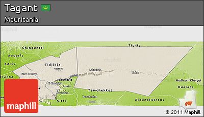Shaded Relief Panoramic Map of Tagant, physical outside
