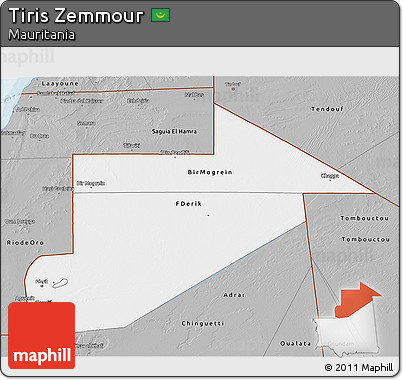Gray 3D Map of Tiris Zemmour